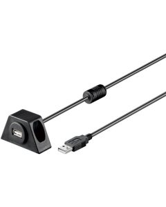 USB 2,0 Hi-Speed forlengerkabel med monteringsramme, sort, 2m,