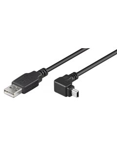 USB 2,0 Hi-Speed kabel 90°, sort, 1,8m,