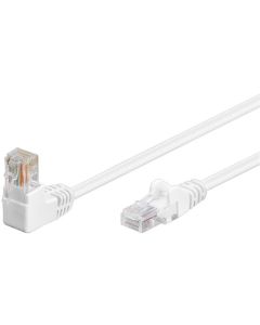 CAT 5e patchkabel 1x 90°angled, U/UTP, hvit, 1m