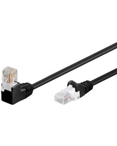 CAT 5e patchkabel 1x 90°angled, U/UTP, sort, 10m