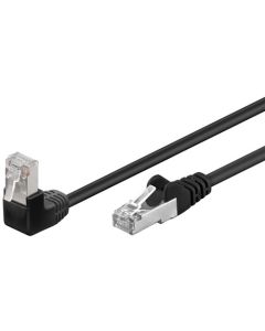 CAT 5e patchkabel 1x 90°angled, F/UTP, sort, 5m
