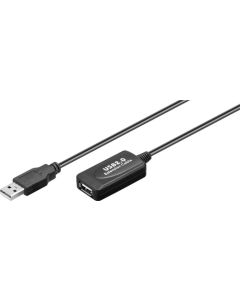Aktiv USB 2,0 forlengerkabel, sort, 10m