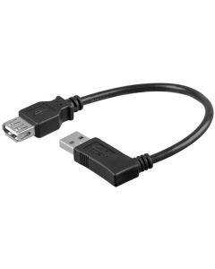 USB 2,0 Hi-Speed forlengerkabel 90°, sort, 0,15m,