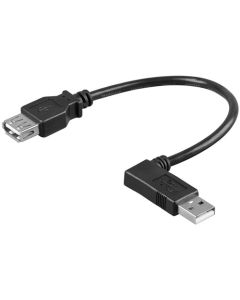 USB 2,0 Hi-Speed forlengerkabel 90°, sort, 0,15m,