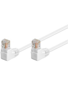 CAT 5e patchkabel 2x 90°angled, U/UTP, hvit, 0,5m