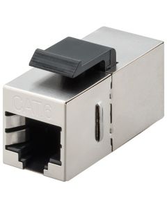 CAT 6 KeyStone 2x RJ45 modular couple, STP avskjermet, grå-sort,