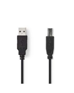 NEDIS USB-kabel   USB 2.0   USB-A han plugg  USB-B han plugg  480 Mbps   Nikkelbelagt   2.00 m   Runde   PVC   Svart   Blister