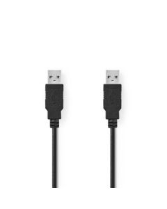 NEDIS USB-kabel   USB 2.0   USB-A han kontakt  USB-A han kontakt  480 Mbps   Nikkelbelagt   2.00 m   Runde   PVC   Svart   Plastpose