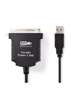 NEDIS USB-printerkabel   USB A-hunkontakt   Centronics-hankontakt med 36 ben   20 m   Svart