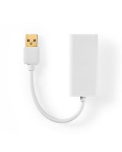 NEDIS USB-adapter   USB 2.0   USB-A han plugg   RJ45 Hun   100 Mbps   0.20 m   Runde   Gullbelagt   ABS   Hvit   Plastpose