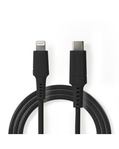 Nedis, USB-kabel Apple Lightning 8-Pinners USB Type-C™ han Nikkel belagt 2.00 m Rund PVC Sort Vindus boks