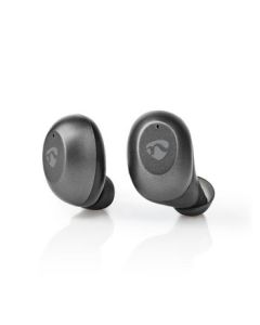 Nedis, Fullt Trådløse hodetelefoner   Bluetooth®   Touch kontroll   Ladeboks   Innebygd mikrofon   Stemmestyring   Grå/Sølv