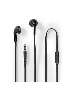 NEDIS Kablede høretelefoner 1,20 m rundt kabel In-Ear Innebygd mikrofon, Svart