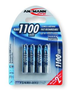 Ansmann AAA / R03 oppladbare batterier (4 stk.) 1100 mAh