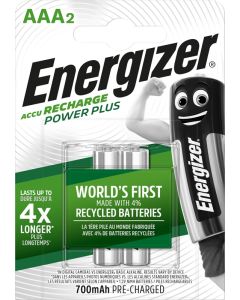 Energizer Recharge Power Plus AAA / HR03 700mAh Batterier - 2 stk.