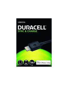 Duracell USB Lightning ladings- og datakabel, Svart 1m