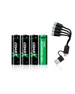 Coast AA 1.5V USB-C oppladbare batterier 2400 mAh  (4 stk.) inkl. ladekabel