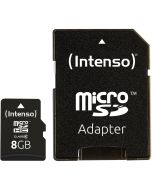 Intenso® 8 GB Micro SD-minnekort Klasse 10 Inkl. adapter