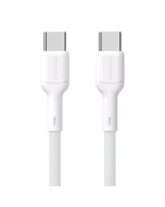 Dudao L9C USB-C til USB-C lade- og datakabel, tekstil, hvit, 1m