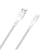Dudao L9T USB-A 2.0 til USB-C lade- og datakabel, tekstil, hvit, 1m