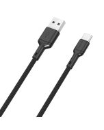 Dudao L9T USB-A 2.0 til USB-C lade- og datakabel, tekstil, svart, 1m