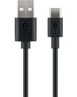 USB-C lade- og datakabel, sort 0,5m